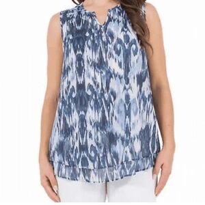 Cristina B Blue Patterned Sleeveless Top
